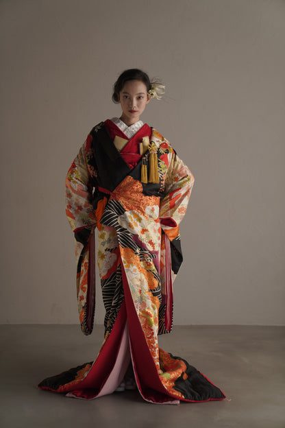 朱黒雲取り錦華【結婚式 和装 色打掛 レンタル】
