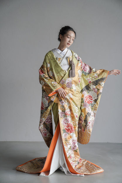 若草に瑞花の調【結婚式 和装 色打掛 レンタル】