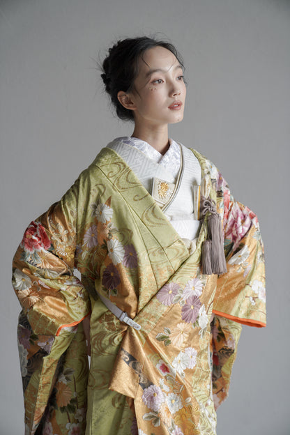 若草に瑞花の調【結婚式 和装 色打掛 レンタル】