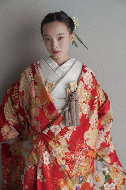 紅寿百花【結婚式 和装 色打掛 レンタル】