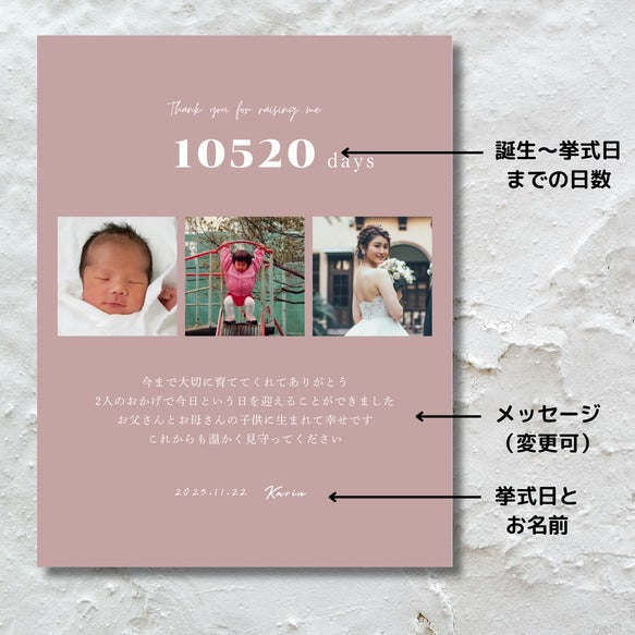 子育て感謝状　結婚式　両親へプレゼント　キャンバス　両親贈呈品　ウェディング　04