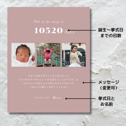 子育て感謝状　結婚式　両親へプレゼント　キャンバス　両親贈呈品　ウェディング　04