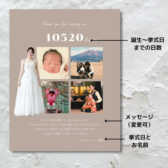 子育て感謝状(キャンバスタイプ)　結婚式　両親へプレゼント　両親贈呈品　ウェディング　01