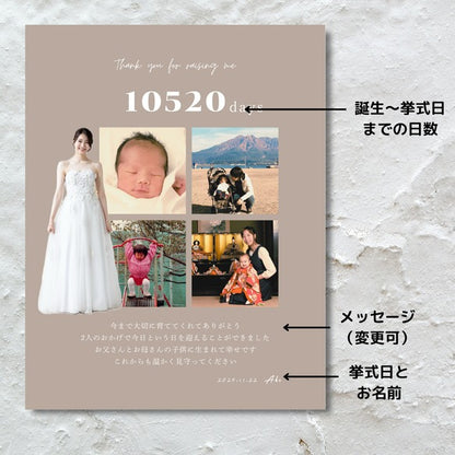 子育て感謝状(キャンバスタイプ)　結婚式　両親へプレゼント　両親贈呈品　ウェディング　01