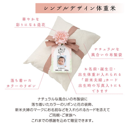 【新米夫婦の体重米】新郎新婦のお名前入りの札をつけた華やかな袋入り体重米【写真タイプ2個セット】