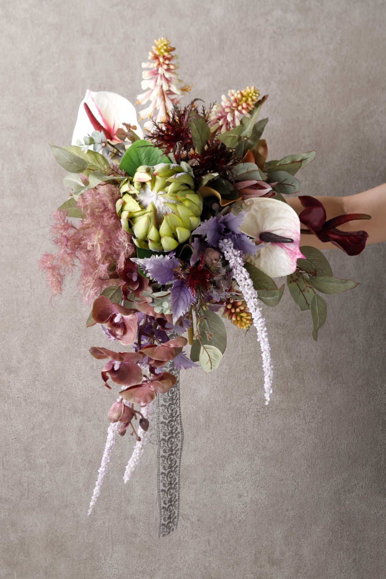 【造花 レンタルブーケ】プロテアブーケ 【結婚式 フラワー 造花 ブーケ ブートニア レンタル】