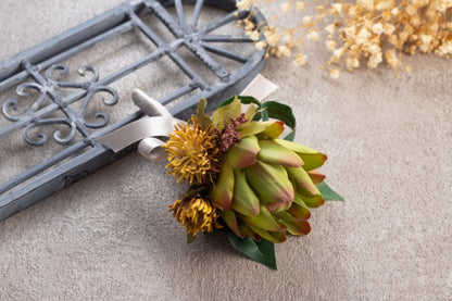 【造花 レンタルブーケ】プロテアブーケ 【結婚式 フラワー 造花 ブーケ ブートニア レンタル】