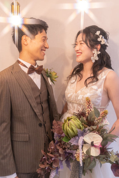 【造花 レンタルブーケ】プロテアブーケ　【結婚式　フラワー　造花　ブーケ　ブートニア　レンタル】