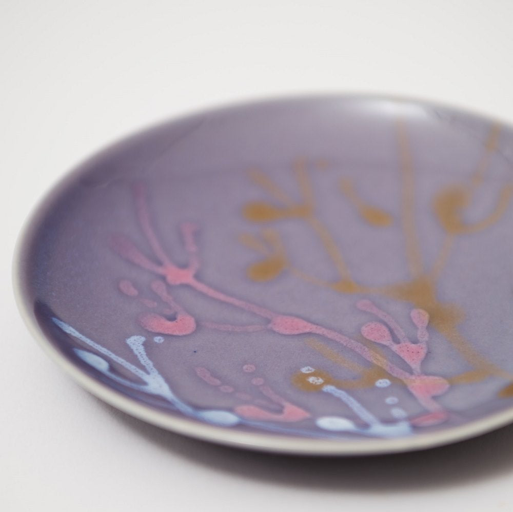 沖縄の海の縁起の珊瑚の小皿・取り皿/2枚セット/白色×薄紫色 【結婚式 ギフト 内祝い 結婚祝い 出産祝い】