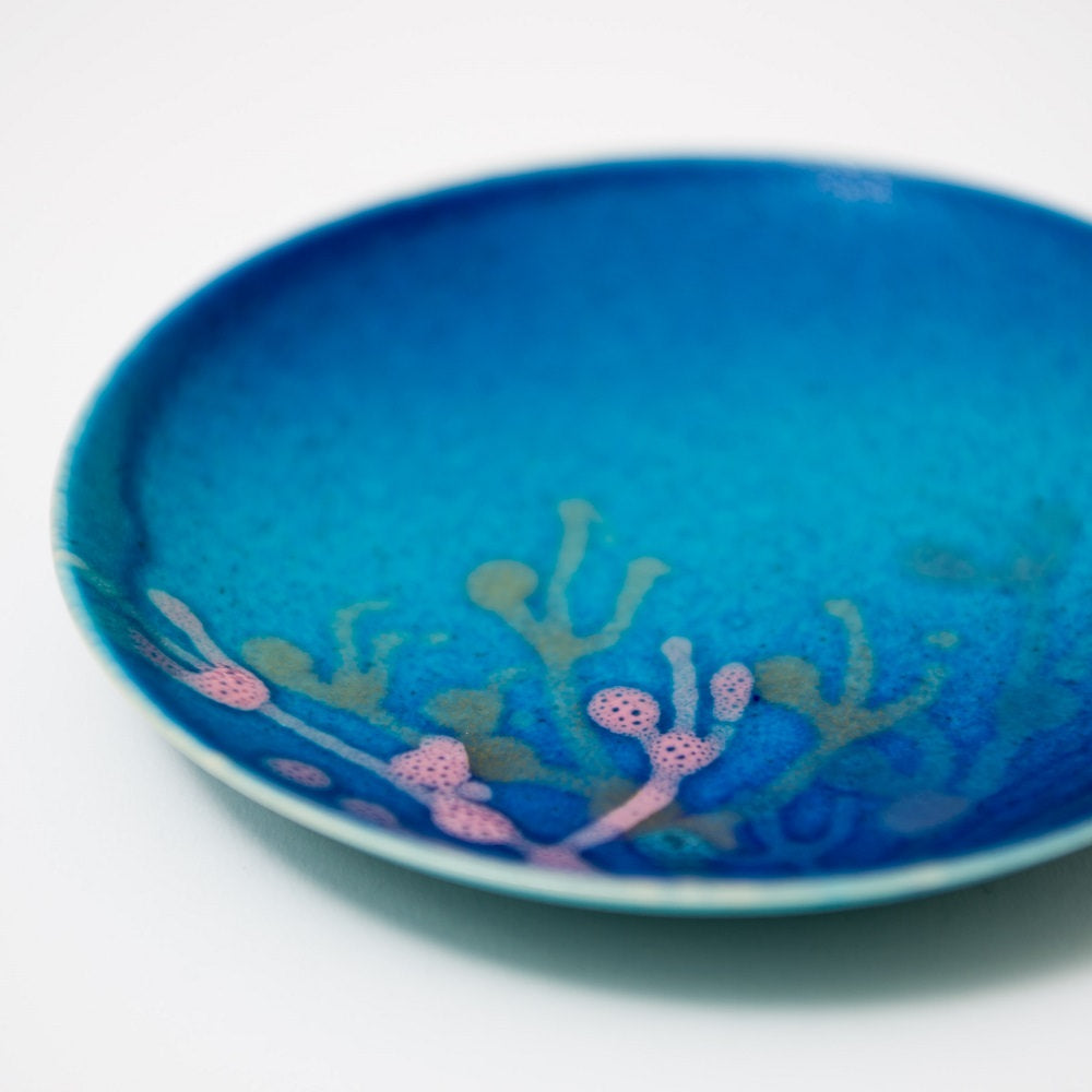 沖縄の海の縁起の珊瑚の小皿・取り皿/2枚セット/白色×オーシャンブルー 【結婚式 ギフト 引き出物 食器類】