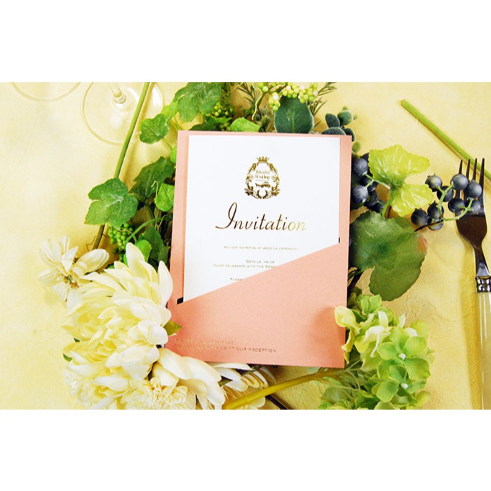 招待状セット ポケット ピンク【結婚式 ペーパー 招待状】