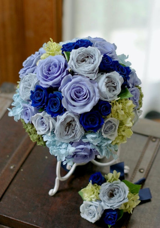 【プリザーブド】オーダーメイド[ラウンドブーケセット] 【結婚式 フラワー ドライフラワー ブーケ ブートニア オーダーメイド】
