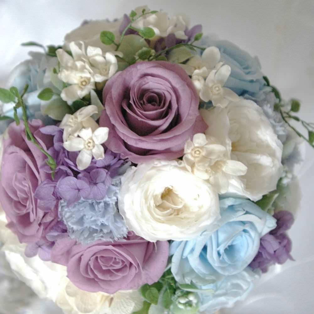 【プリザーブド】オーダーメイド[ラウンドブーケセット] 【結婚式 フラワー ドライフラワー ブーケ ブートニア オーダーメイド】