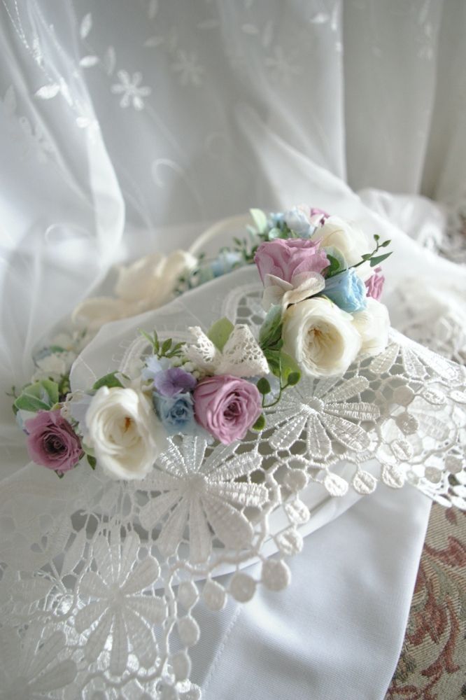 【プリザーブド】オーダーメイド[ラウンドブーケ・花冠セット] 【結婚式 フラワー ドライフラワー ブーケ ブートニア オーダーメイド】