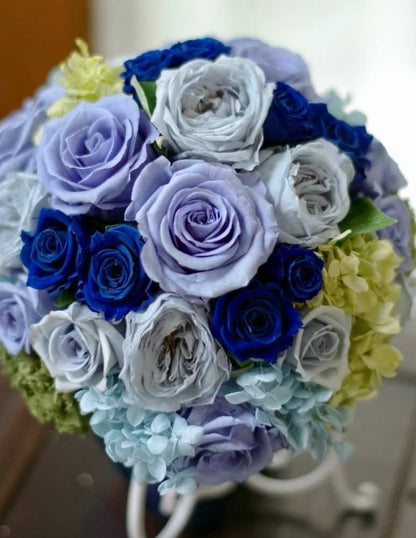 【プリザーブド】オーダーメイド[ラウンドブーケ・花冠セット] 【結婚式 フラワー ドライフラワー ブーケ ブートニア オーダーメイド】