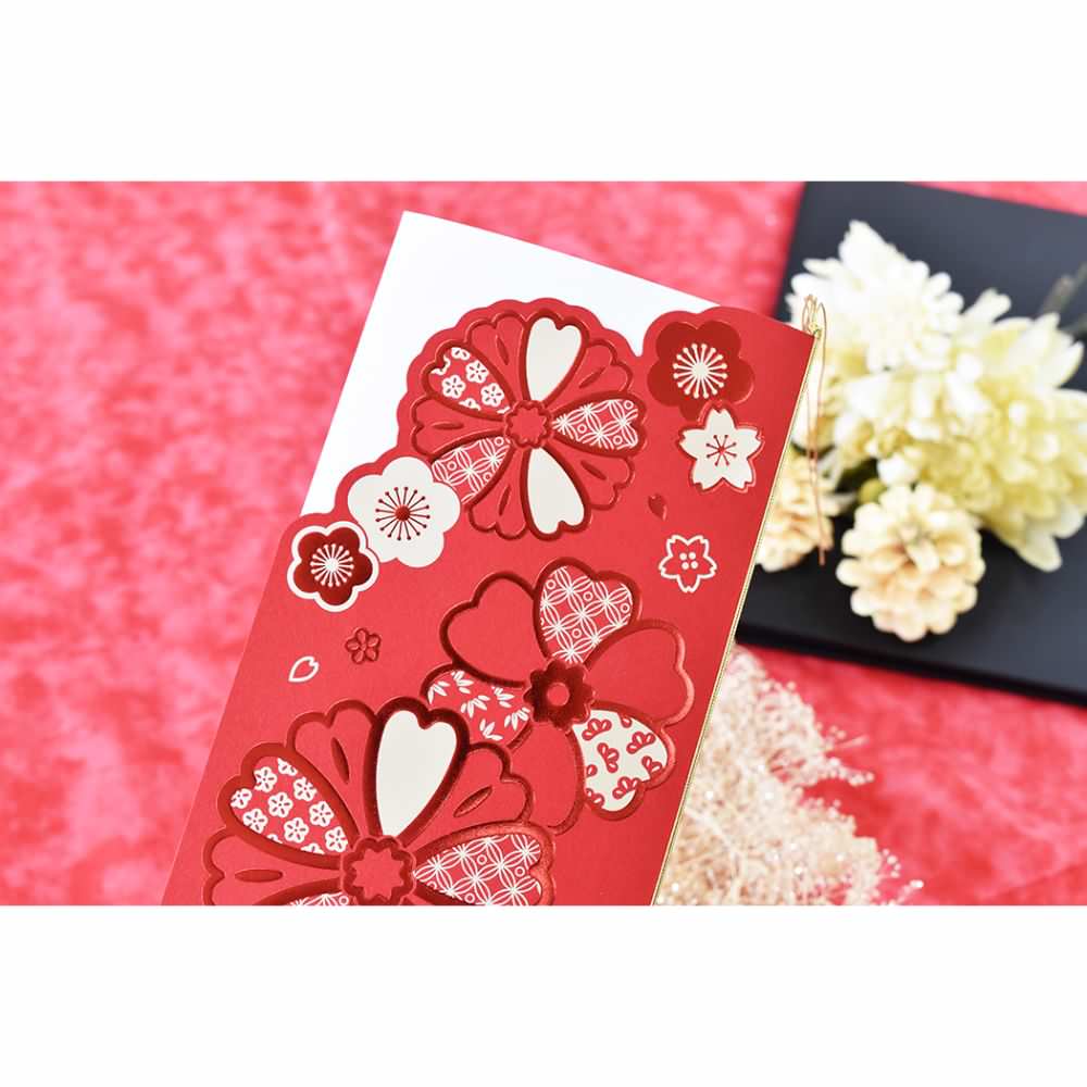 席次表B4サイズ 和花 赤【結婚式 ペーパー 席次表】