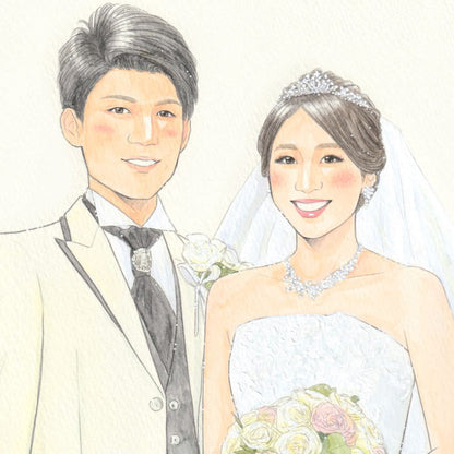 水彩似顔絵ウェルカムボード【A4サイズ・水彩画・フレーム付き】　【結婚式　ウェルカムボード　オーダーメイド】