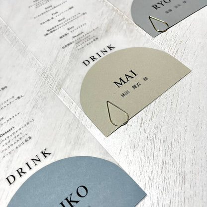 席札付きメニュー表 アーチ型席札 【結婚式 ペーパー 席札 メニュー表】