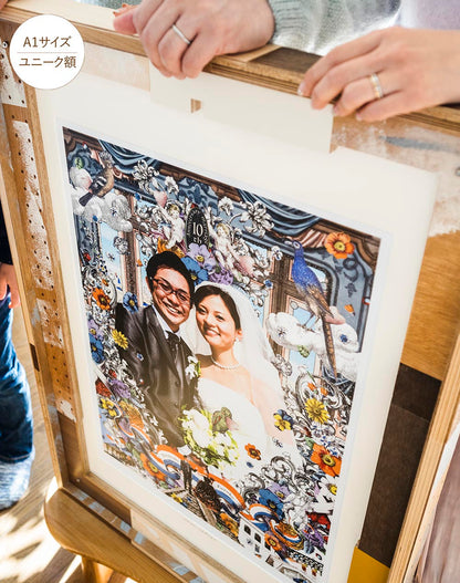 肖像コラージュ【A1サイズ・ユニーク額】ウェルカムボード 【結婚式 ウェルカムボード オーダーメイド】