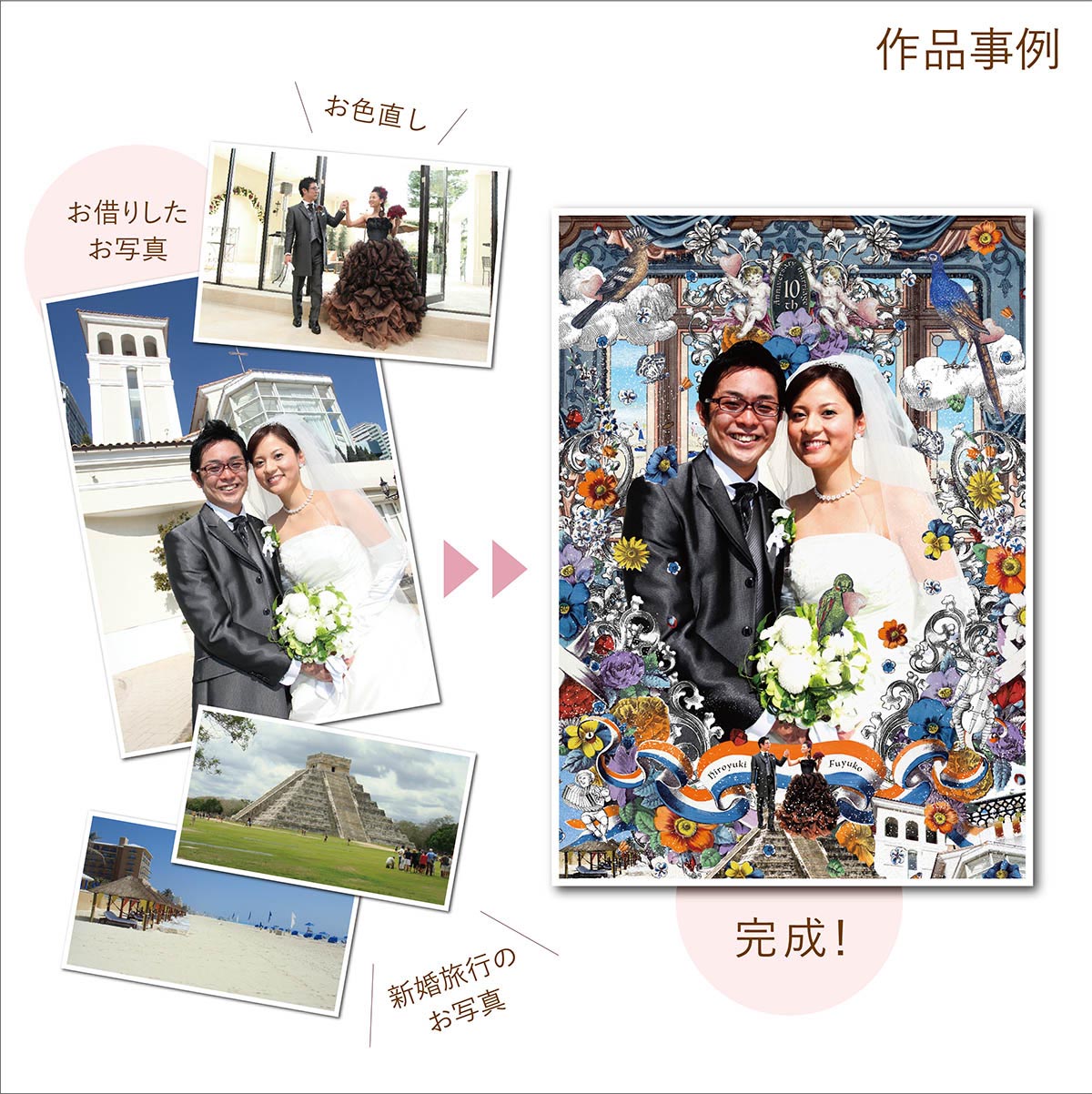 肖像コラージュ【A1サイズ・ユニーク額】ウェルカムボード 【結婚式 ウェルカムボード オーダーメイド】