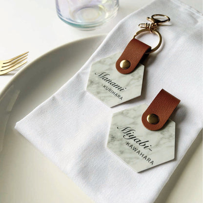 「1個から購入可能」大理石タイル風 席札 ヘキサゴン エスコートカード アクリル ネームタグ ラゲッジタグ ニュアンス【結婚式 ペーパー 席札】