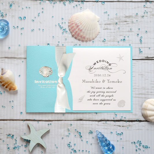 【結婚式 招待状セット】シェル (印刷込み)【結婚式 ペーパー 招待状】