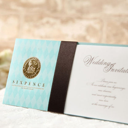 招待状セット シックスペンス ターコイズ【結婚式 ペーパー 招待状】