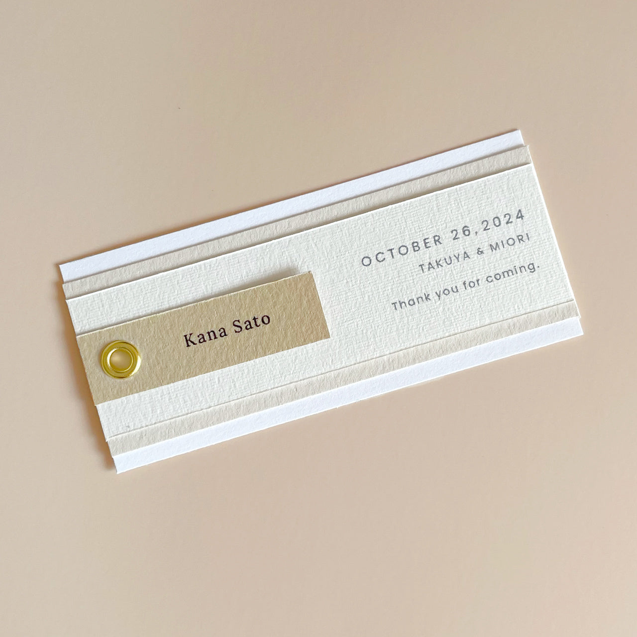 しおり型エスコートカード“shiori”[beige]|Bタイプ【結婚式 ペーパー エスコートカード】