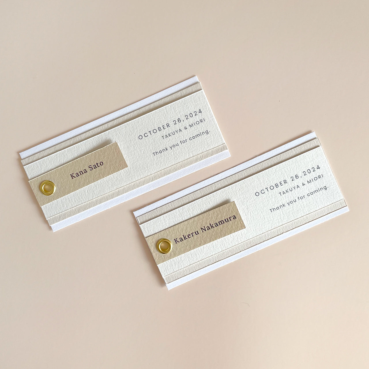 しおり型エスコートカード“shiori”[beige]|Bタイプ【結婚式 ペーパー エスコートカード】
