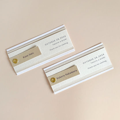 しおり型エスコートカード“shiori”[beige]|Bタイプ【結婚式 ペーパー エスコートカード】