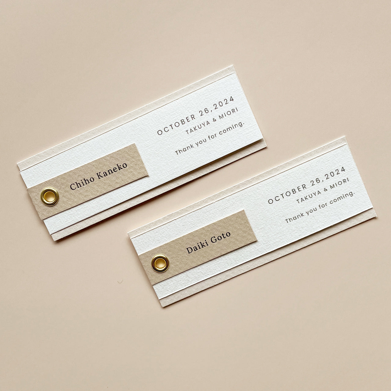 しおり型席札“shiori”[beige]|Aタイプ【結婚式 ペーパー 席札】