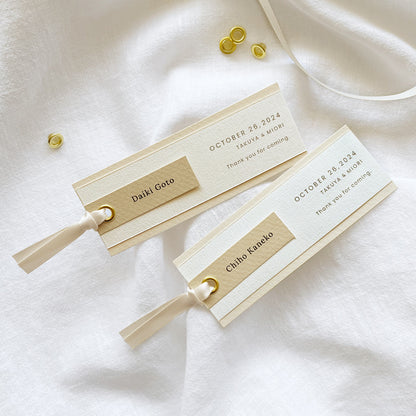 しおり型席札“shiori”[beige]|Aタイプ【結婚式 ペーパー 席札】