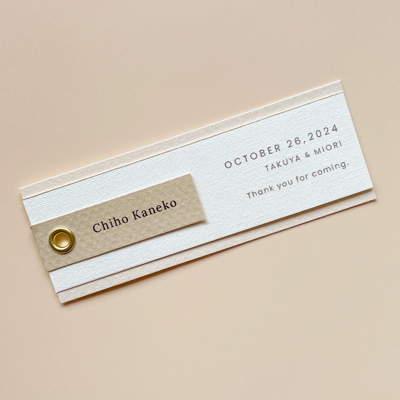 しおり型席札“shiori”[beige]|Aタイプ【結婚式 ペーパー 席札】