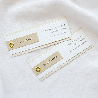 しおり型席札“shiori”[beige]|Aタイプ【結婚式 ペーパー 席札】