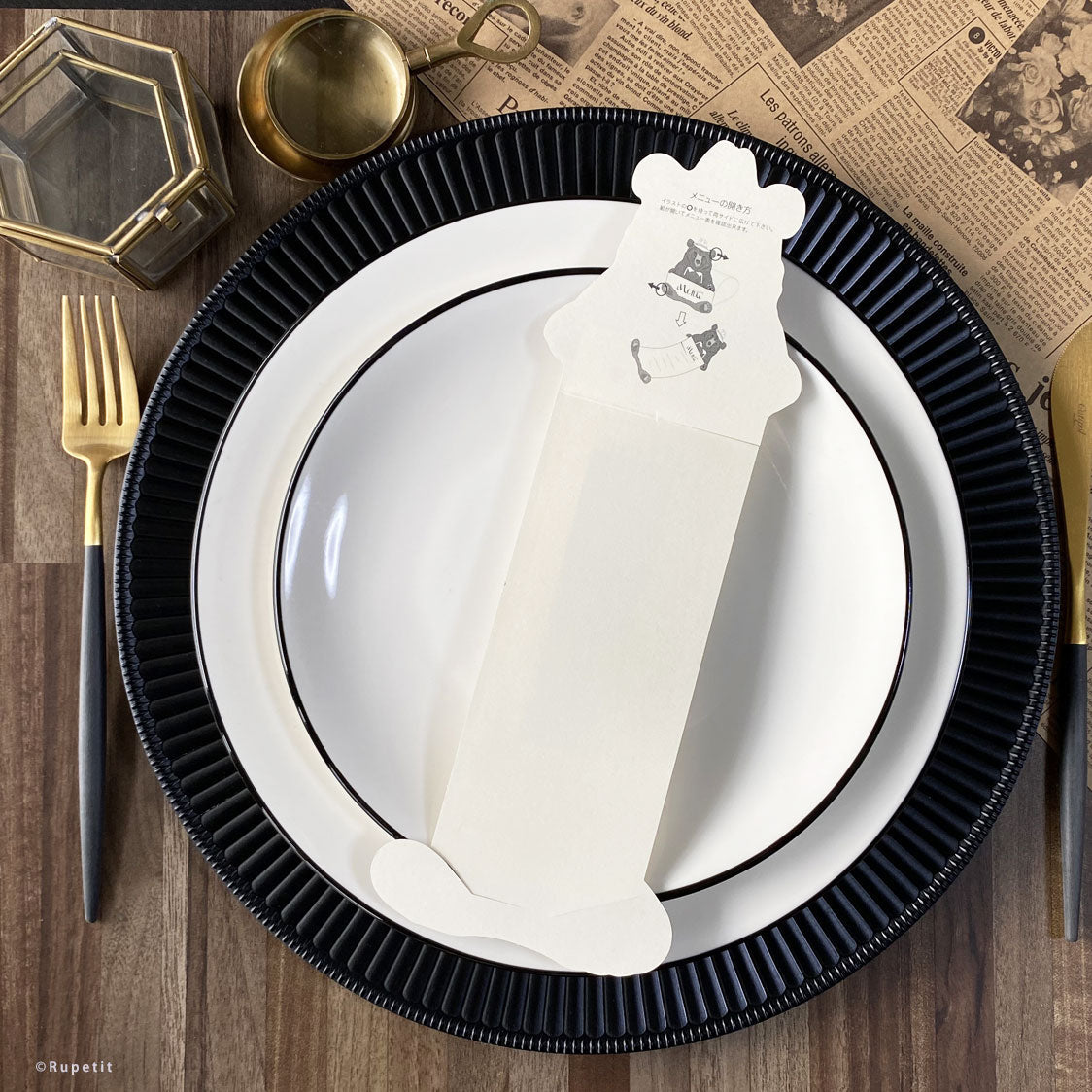 【結婚式 席札メニュー表】Anthony(立体)【結婚式 ペーパー メニュー表】