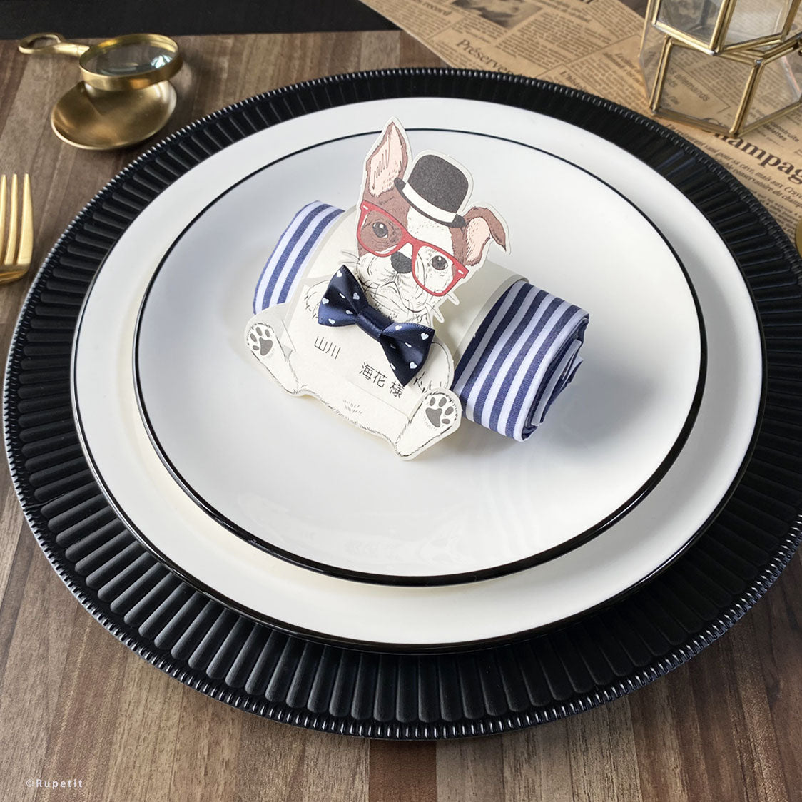 【結婚式 席札メニュー表】Harrison(立体)【結婚式 ペーパー メニュー表】