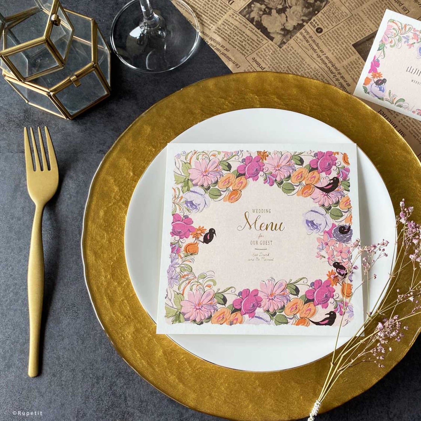 Flower bird席次表【結婚式 ペーパー 席次表】