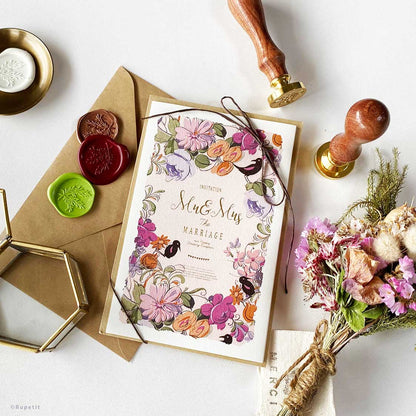 【結婚式 招待状】Flower bird【結婚式 ペーパー 招待状】