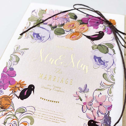 【結婚式 招待状】Flower bird【結婚式 ペーパー 招待状】