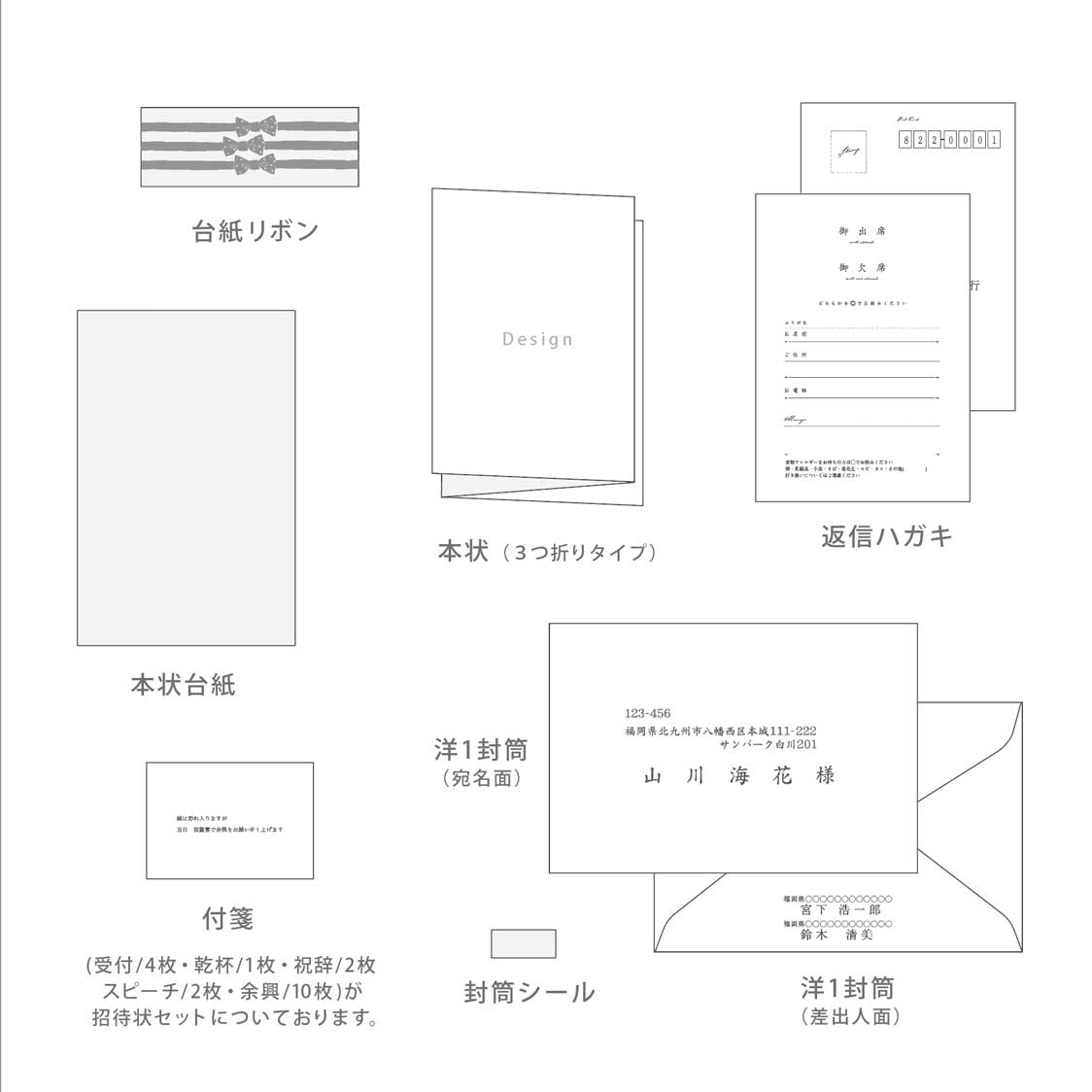【結婚式 招待状】Ichirin Set【結婚式 ペーパー 招待状】