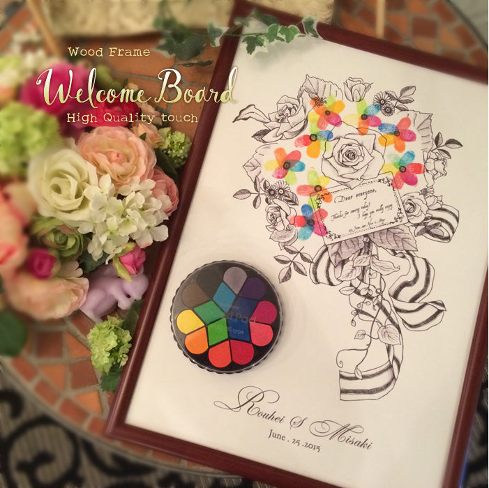 指紋ウェルカムボード(ブーケ) 【結婚式 ウェルカムボード】