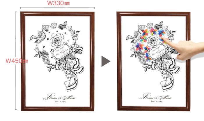 指紋ウェルカムボード(ブーケ) 【結婚式 ウェルカムボード】