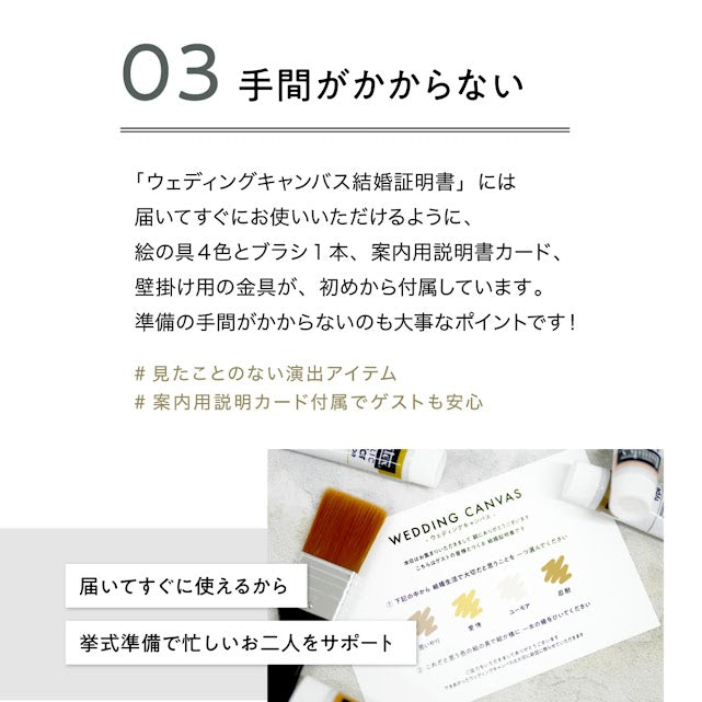 ゲスト参加型シンプルウェディングキャンバス結婚証明書 【名入れ ペイントキャンバス 軽量 割れない F4サイズ F6サイズに変更可】