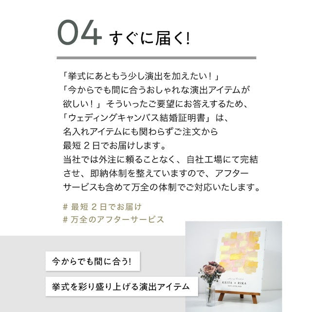 ゲスト参加型シンプルウェディングキャンバス結婚証明書 【名入れ ペイントキャンバス 軽量 割れない F4サイズ F6サイズに変更可】
