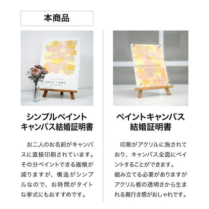 ゲスト参加型シンプルウェディングキャンバス結婚証明書 【名入れ ペイントキャンバス 軽量 割れない F4サイズ F6サイズに変更可】