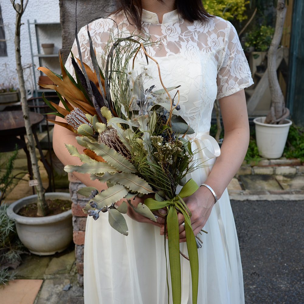 【ドライフラワー】ブーケ　【結婚式　フラワー　ドライフラワー　ブーケ　ブートニア】