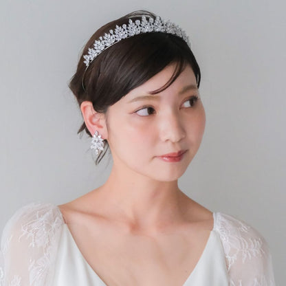 【ヘッドドレス】ティアラ ジルコニア ブライダルヘッドドレス シルバー w35-ti36【結婚式　ヘアアクセサリー】