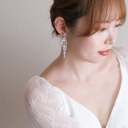 【ピアス】ジルコニア ビジュー ブライダル シルバー w40-pe128【結婚式 ピアス イヤリング】