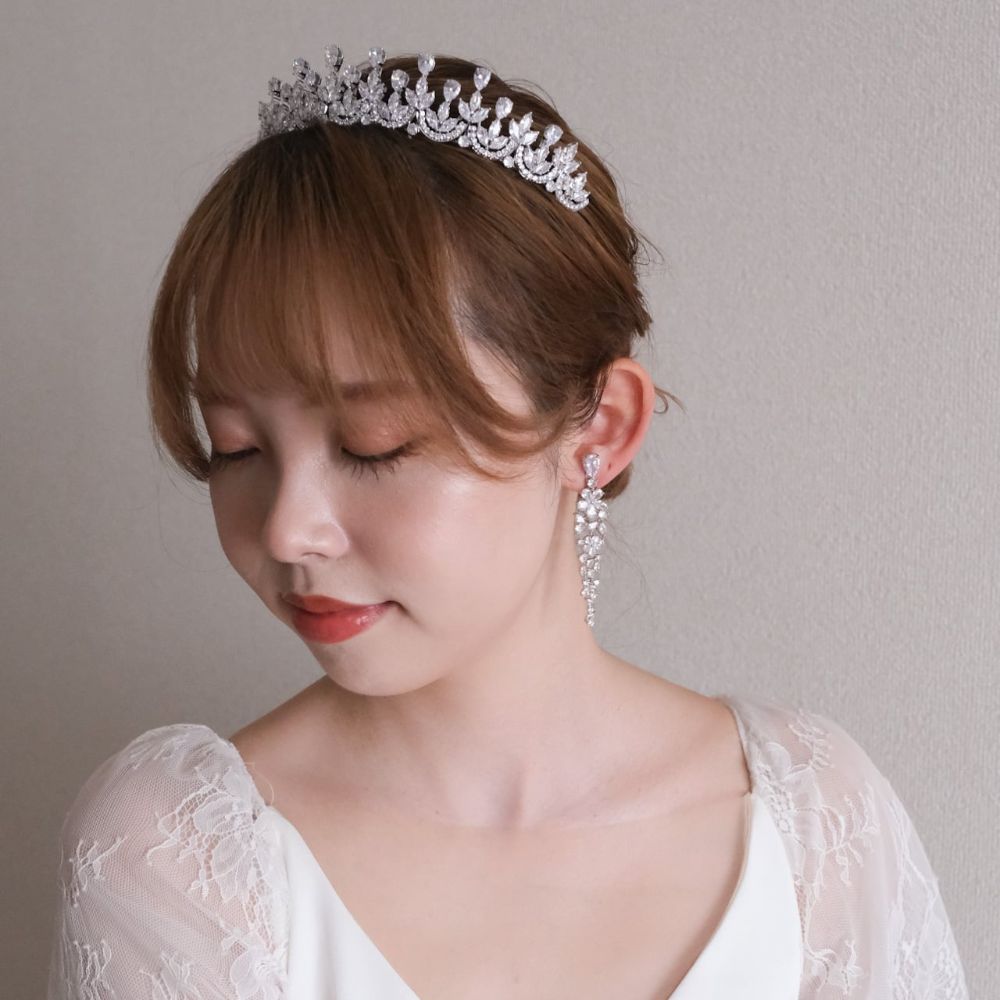 【ピアス】ジルコニア ビジュー ブライダル シルバー w40-pe128【結婚式 ピアス イヤリング】