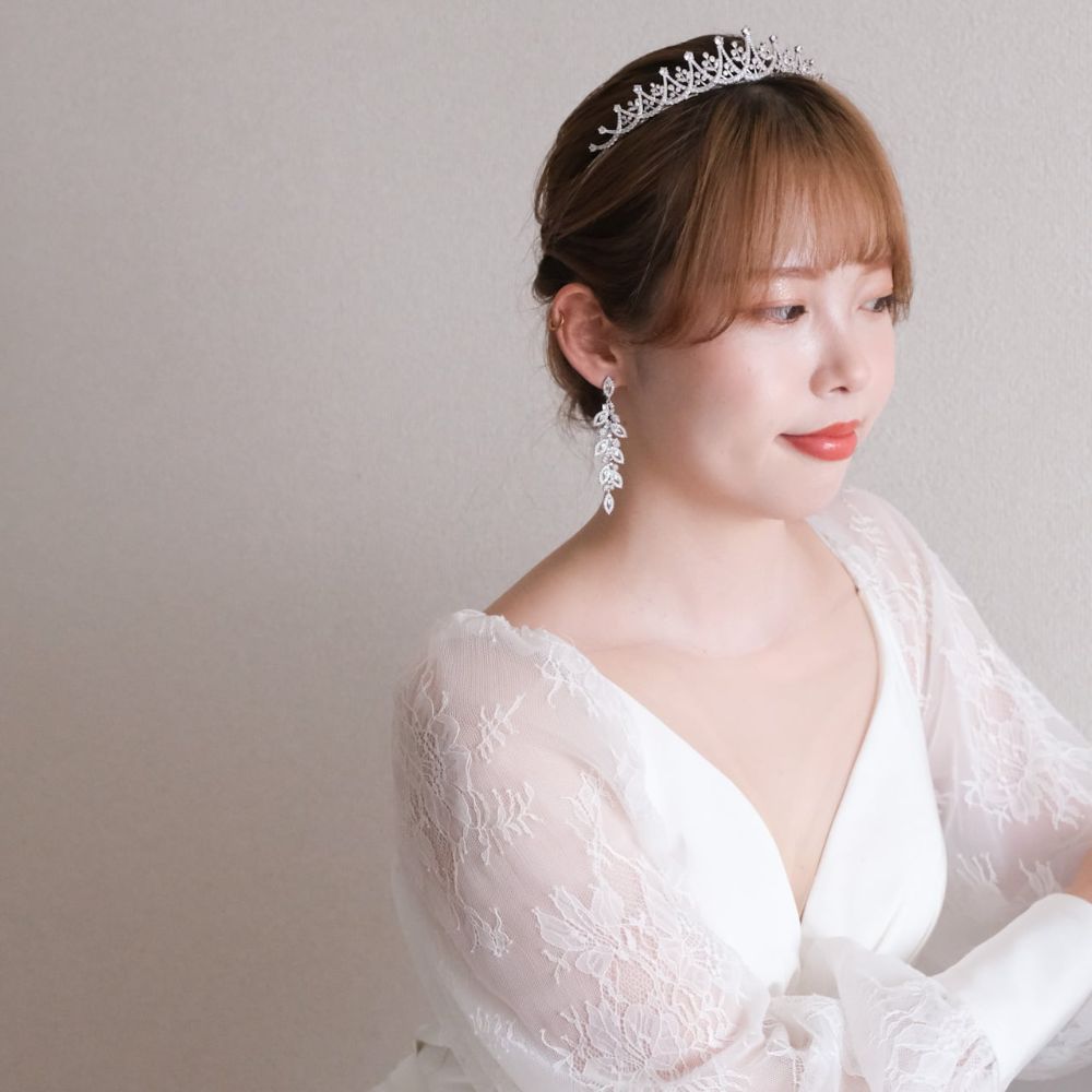 【ピアス】ジルコニア ビジュー ブライダル シルバー w41-pe129【結婚式 ピアス イヤリング】